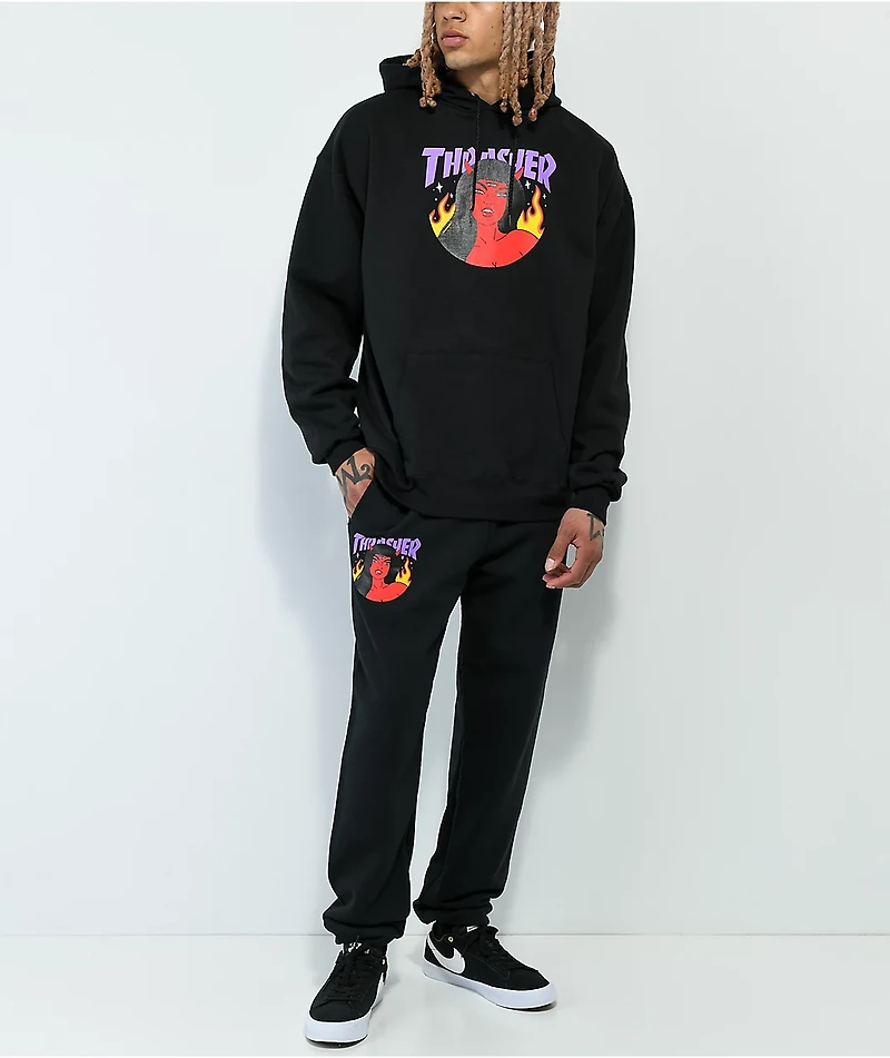 Thrasher Roja Black Sweatpants
