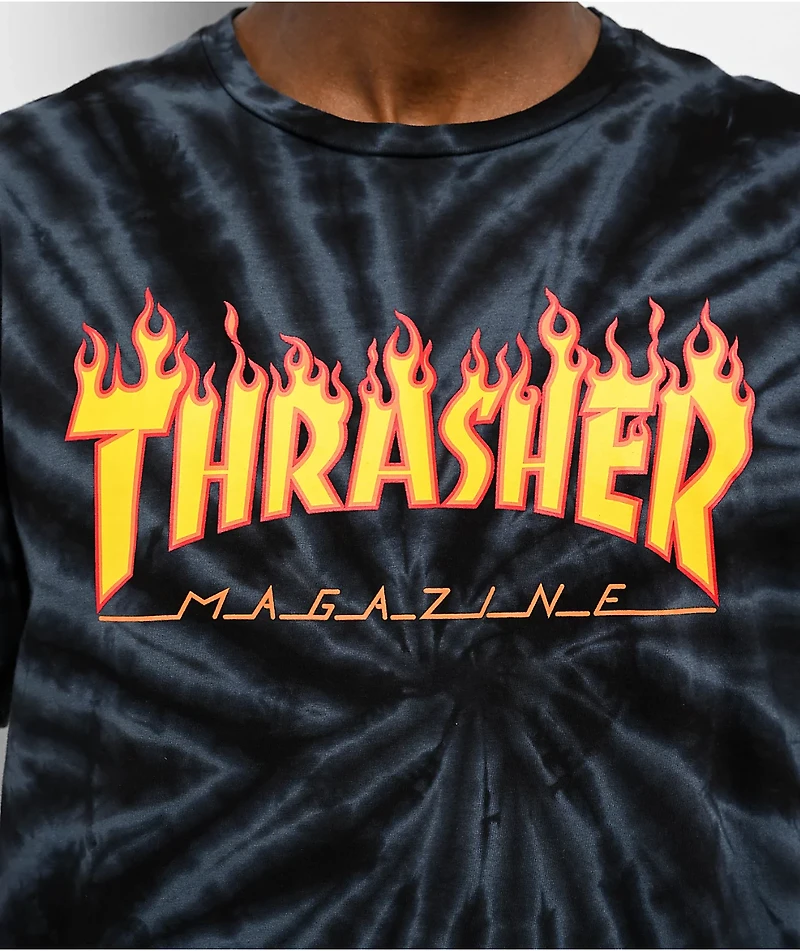 Thrasher Tie Dye Flame Grey T-Shirt