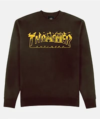 Thrasher x Anti-Hero Pigeon Mag Dark Brown Crewneck Sweatshirt