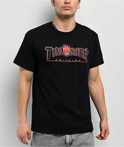 Thrasher x Spitfire Bighead Outline Black T-Shirt