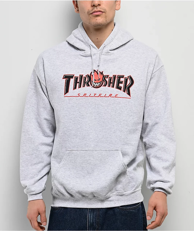 Thrasher x Spitfire Bighead Outline Grey Hoodie