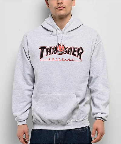 Thrasher x Spitfire Bighead Outline Grey Hoodie