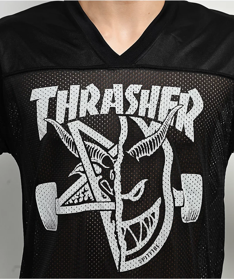 Thrasher x Spitfire Thrash & Burn Black Football Jersey