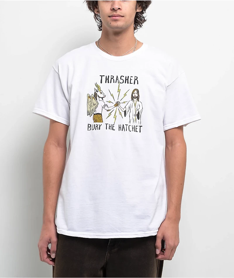 Thrasher x Toy Machine Bury The Hatchet White T-Shirt