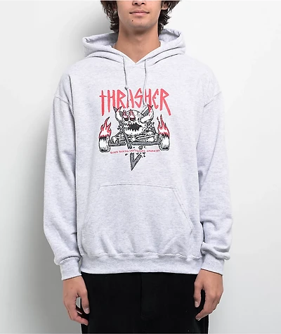 Thrasher x Toy Machine Monster Gram Heather Grey Hoodie