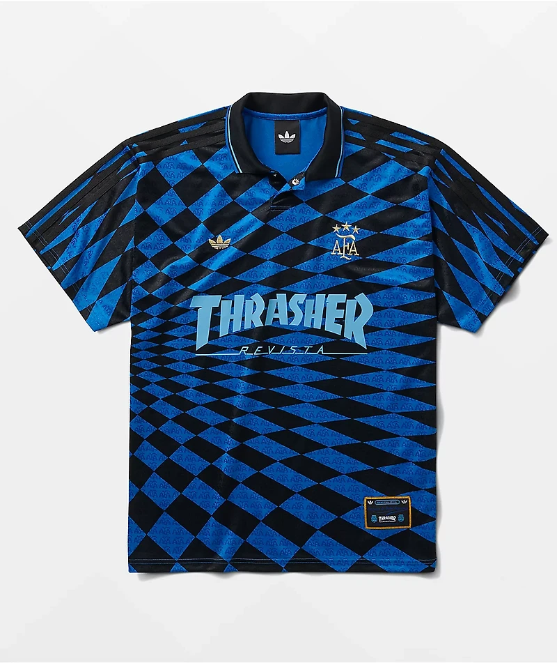 Thrasher x adidas x AFA Blue & Black Soccer Jersey