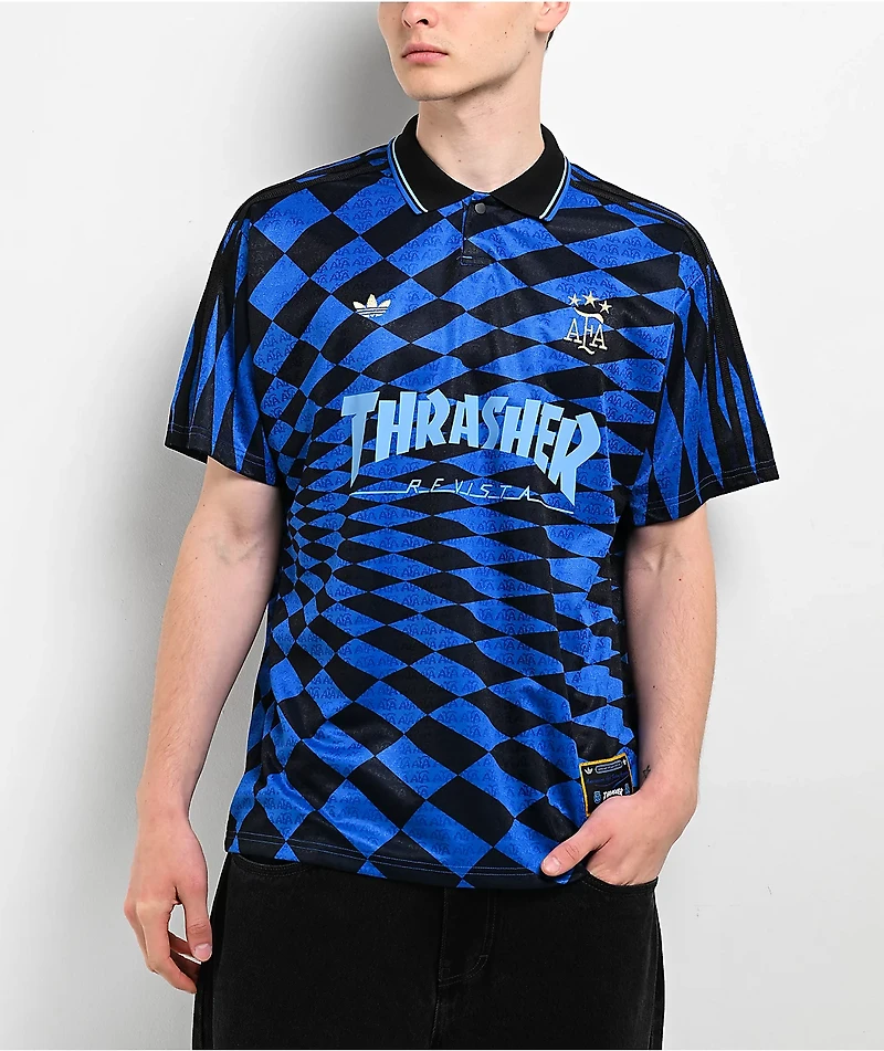 Thrasher x adidas x AFA Blue & Black Soccer Jersey