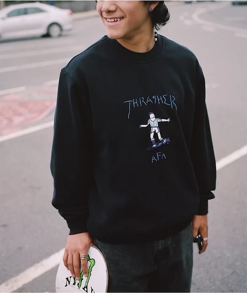 Thrasher x adidas x AFA Gonz Black Crewneck Sweatshirt