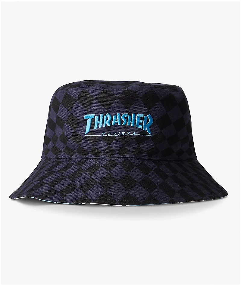 Thrasher x adidas x AFA Reversible Black & Blue Bucket Hat