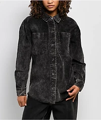 Thread & Supply Corduroy Grey Wash Long Sleeve Button Up Shirt