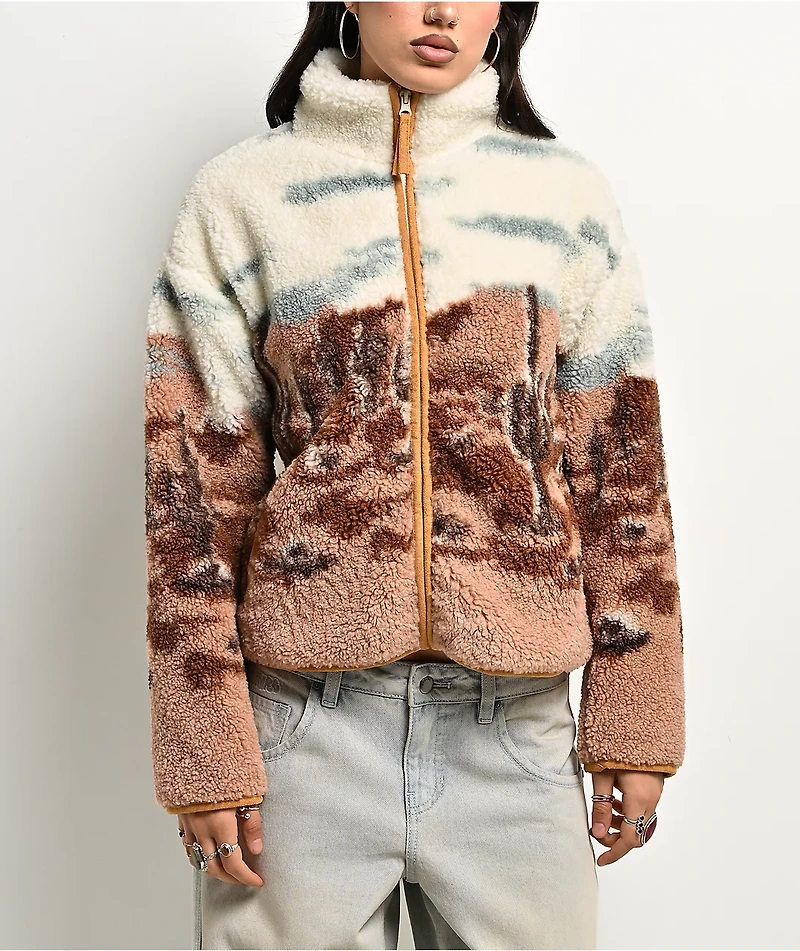 Thread & Supply Desert Inn White & Brown Sherpa Jacket