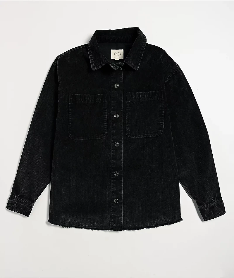 Thread & Supply Jackson Corduroy Black Wash Long Sleeve Button Up Shirt
