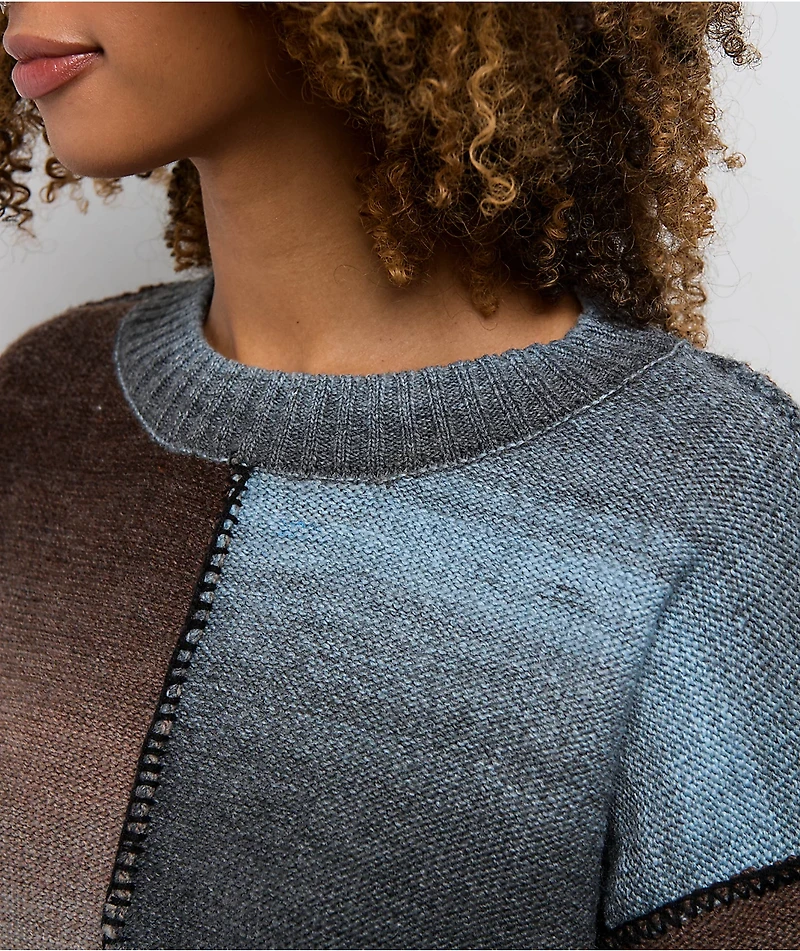 Thread & Supply Split Ombre Long Sleeve Crop Sweater