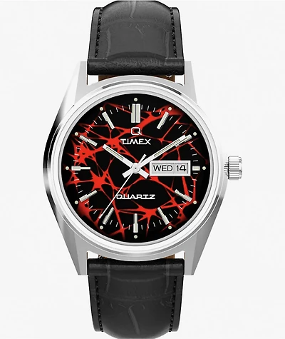 Timex Vega Reissue Black Crocodile & Red Analog Watch