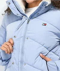 Tommy Hilfiger Chevron Quilted Light Purple Puffer Jacket