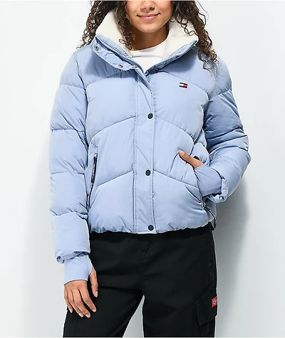 Tommy Hilfiger Chevron Quilted Light Purple Puffer Jacket
