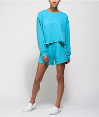 Tommy Hilfiger Scuba Blue Crop Crewneck Sweatshirt