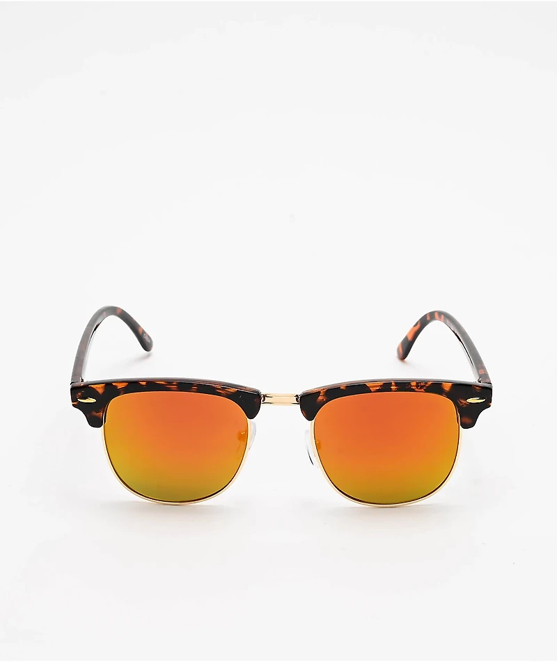 Tortoise, Gold & Red Browline Sunglasses