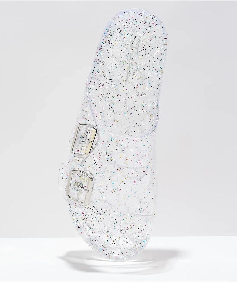 Trillium Amar Clear Glitter Slide Sandals