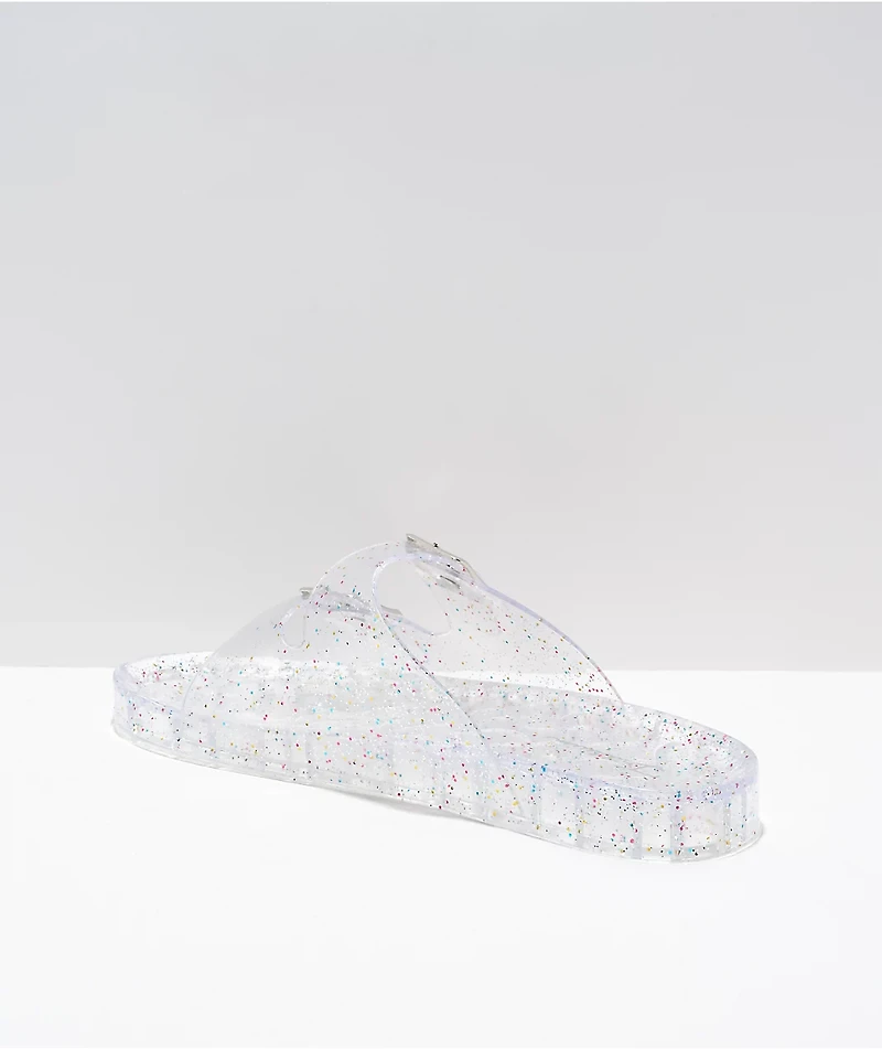 Trillium Amar Clear Glitter Slide Sandals