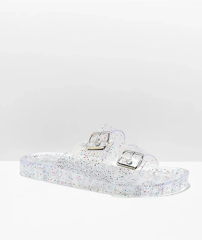 Trillium Amar Clear Glitter Slide Sandals