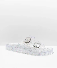 Trillium Amar Clear Glitter Slide Sandals