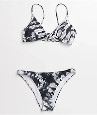 Trillium Audry Black & White Tie Dye Triangle Bikini Top