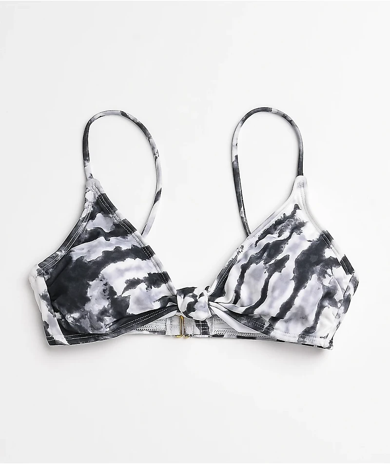 Trillium Audry Black & White Tie Dye Triangle Bikini Top