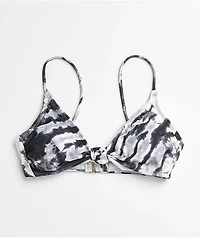 Trillium Audry Black & White Tie Dye Triangle Bikini Top