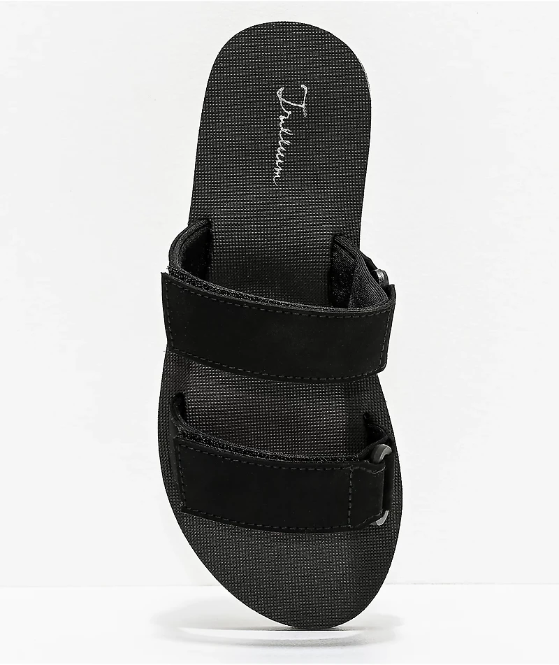 Trillium Black & White 2 Strap Slide Sandals