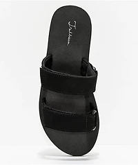 Trillium Black & White 2 Strap Slide Sandals