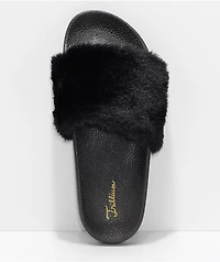 Trillium Black Fur Slide Sandals