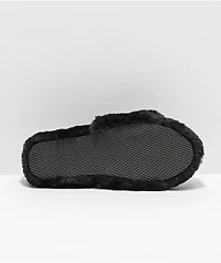 Trillium Black Furry Slide Sandals