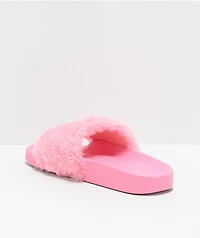 Trillium Bright Pink Fur Slide Sandals