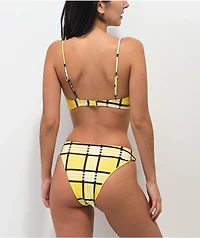 Trillium Cher Yellow & Black Plaid High Leg Bikini Bottom