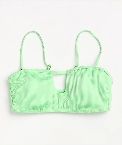 Trillium Gabby Mint Ribbed Bandeau Bikini Top