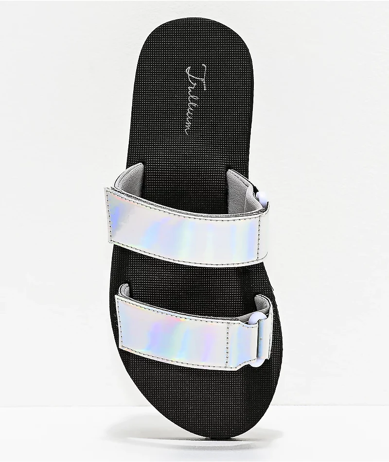 Trillium Iridescent Silver Two Strap Sandals