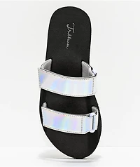 Trillium Iridescent Silver Two Strap Sandals
