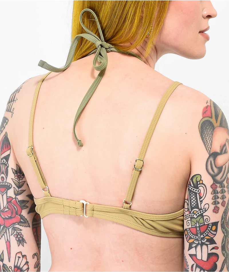 Trillium Izzy Double Layer Beige Triangle Bikini Top
