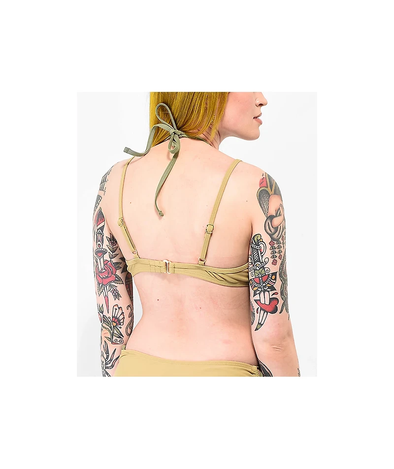 Trillium Izzy Double Layer Beige Triangle Bikini Top