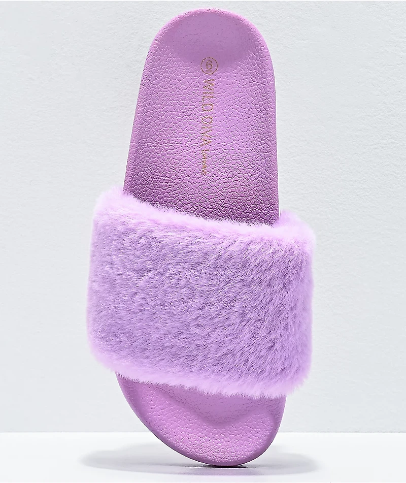 Trillium Lavender Fur Slide Sandals