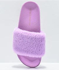 Trillium Lavender Fur Slide Sandals
