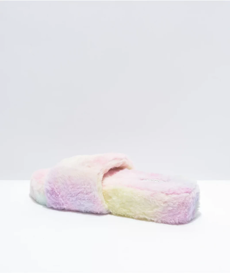 Trillium Tie Dye Furry Slide Sandals