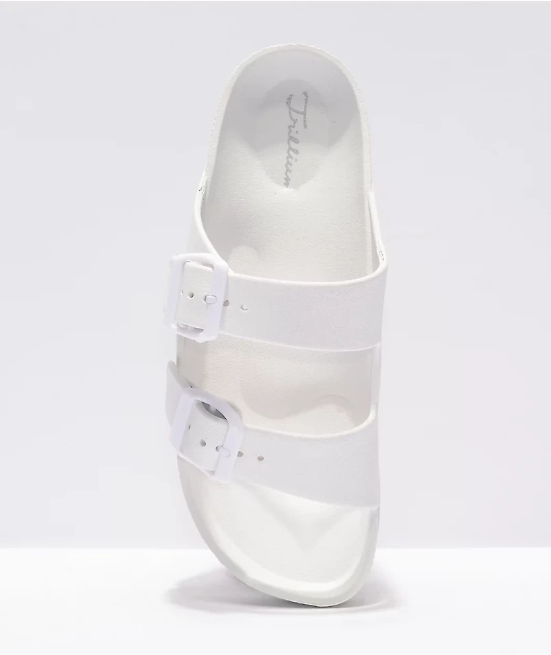 Trillium White 2 Strap Slide Sandals