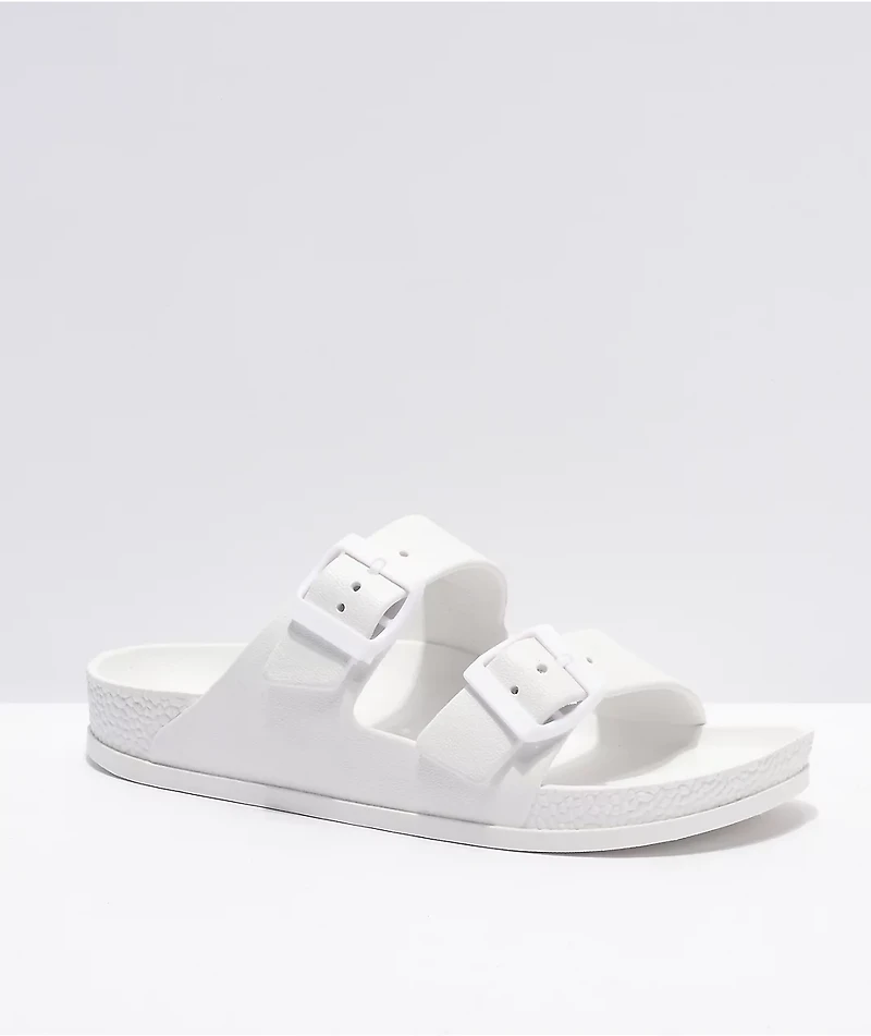 Trillium White 2 Strap Slide Sandals