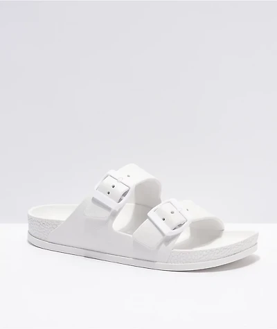 Trillium White 2 Strap Slide Sandals