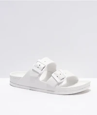 Trillium White 2 Strap Slide Sandals