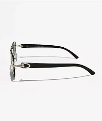 Triple Cross Rimless Silver & Black Sunglasses
