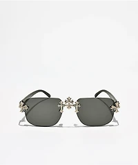 Triple Cross Rimless Silver & Black Sunglasses