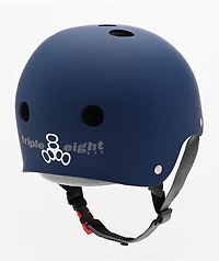 Triple Eight Certified Sweatsaver Navy Rubber Skateboard Helmet